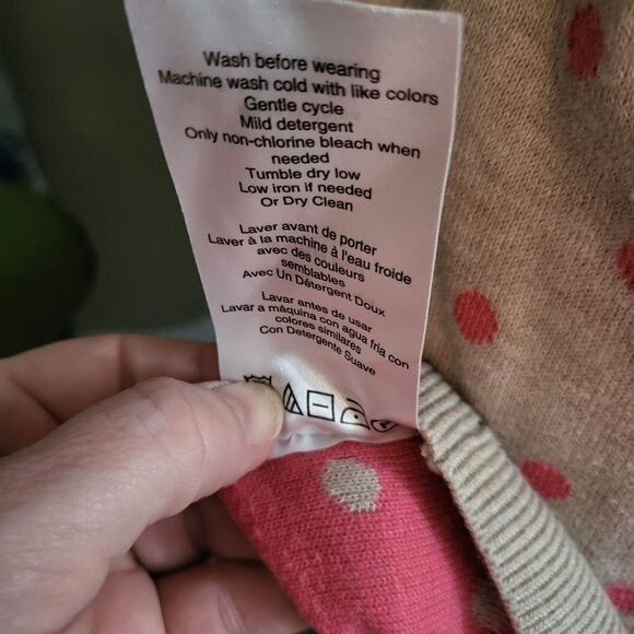 Motherhood tan/Grey with pink polka dot sweet sweater top short sleeves size S - Picture 5 of 5